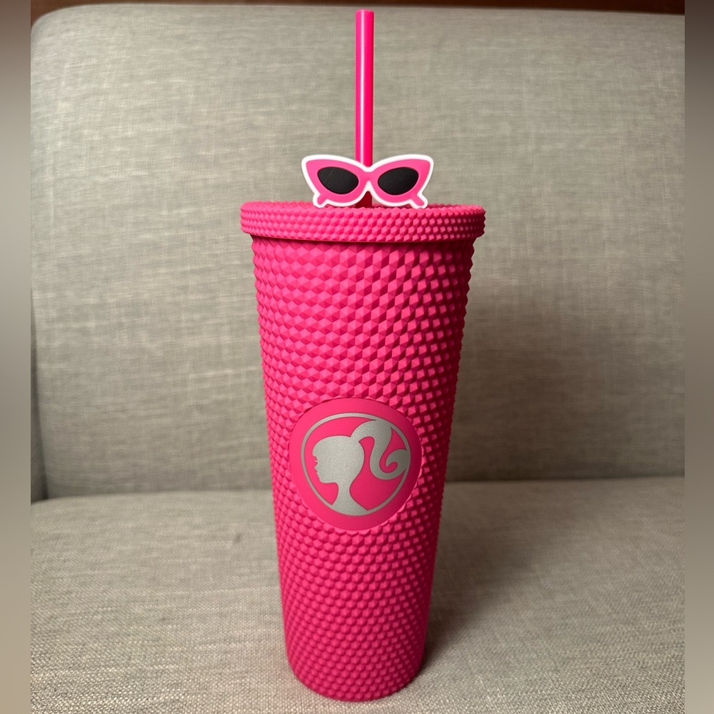 Barbie Pink Textured Tumbler with Straw